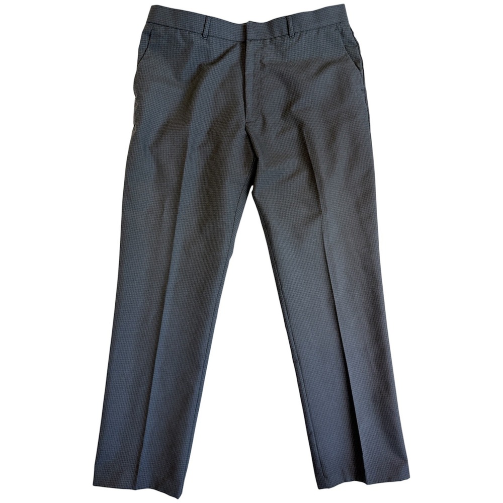 Perry Ellis Dress Pants Mens 36x32 Charcoal Checker Slim Fit PX2530